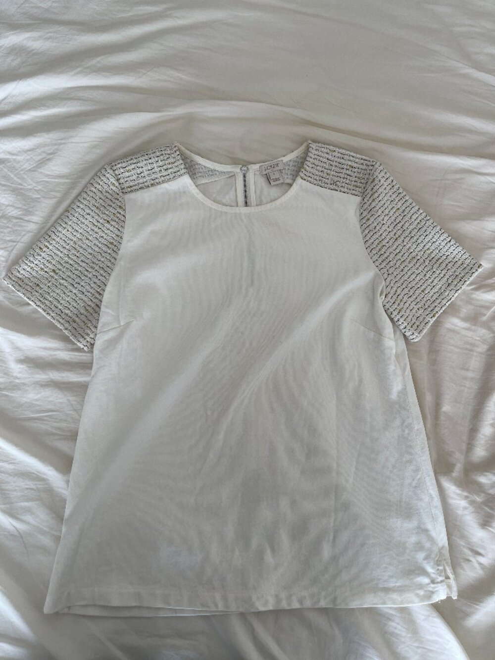 Jcrew Black and Gold Tweed Top